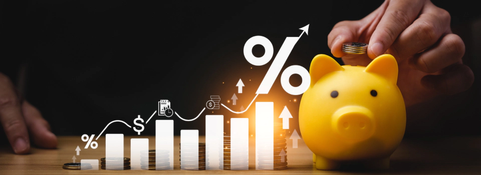 bar graph and yellow piggy bank